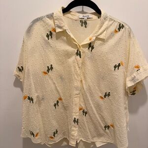 Madewell Button-Up Shirt with Cactus Embroidery
